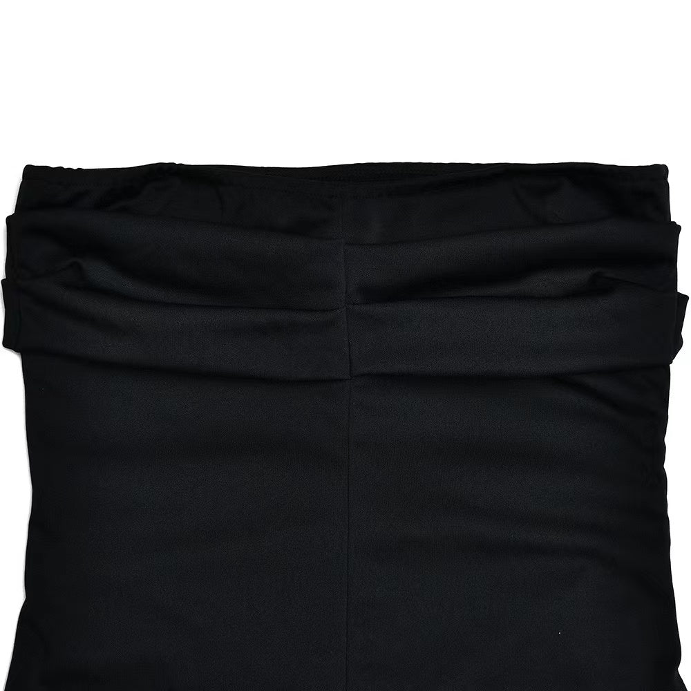 Black Off-Shoulder Strapless Maxi Dress – Backless, High Split, Sleeveless Bodycon Evening & Party Dress