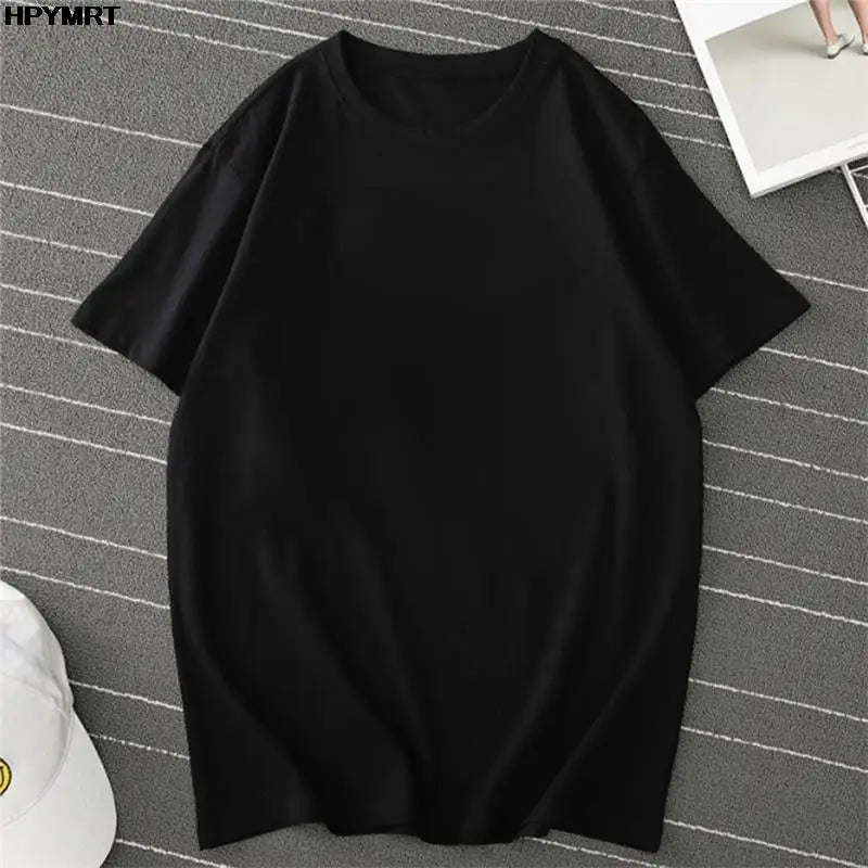 Summer Women’s Black T-Shirt – Solid Cotton, O-Neck, Short Sleeve, Casual & Sporty