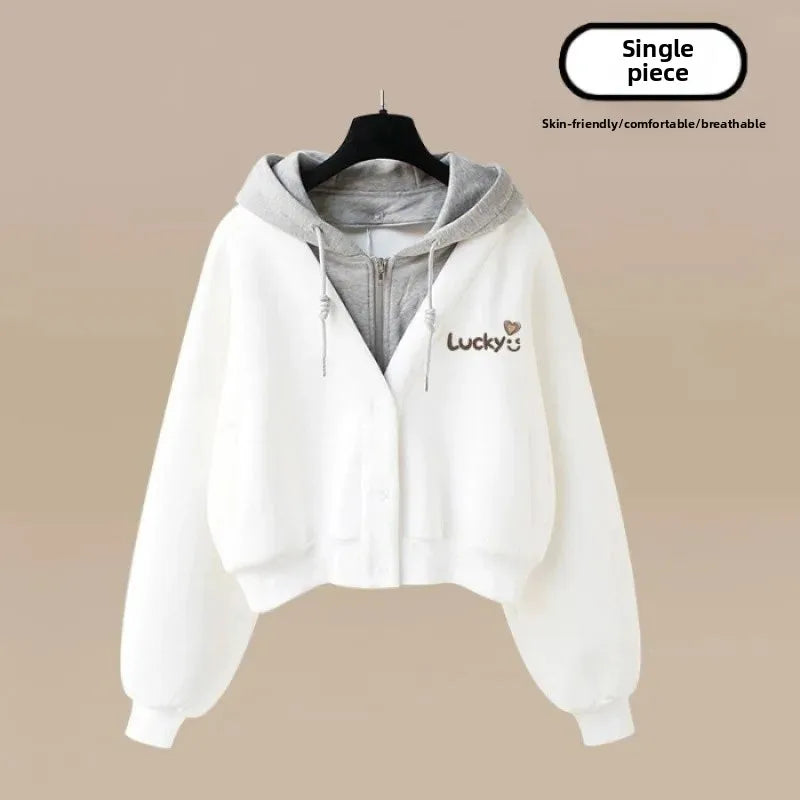 Women’s Loose Wide-Leg Pants Set – Casual Two-Piece Hoodie Outfit, Korean Style, Trendy INS Fashion