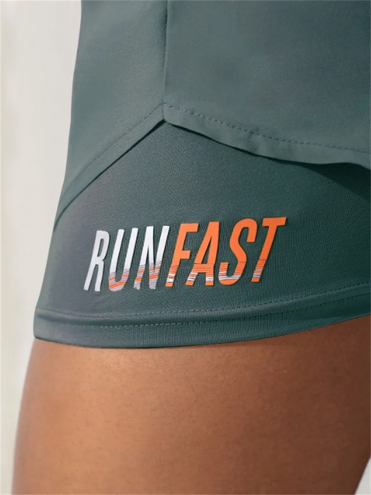 Women's High-Rise Fake Two-Piece Yoga Shorts