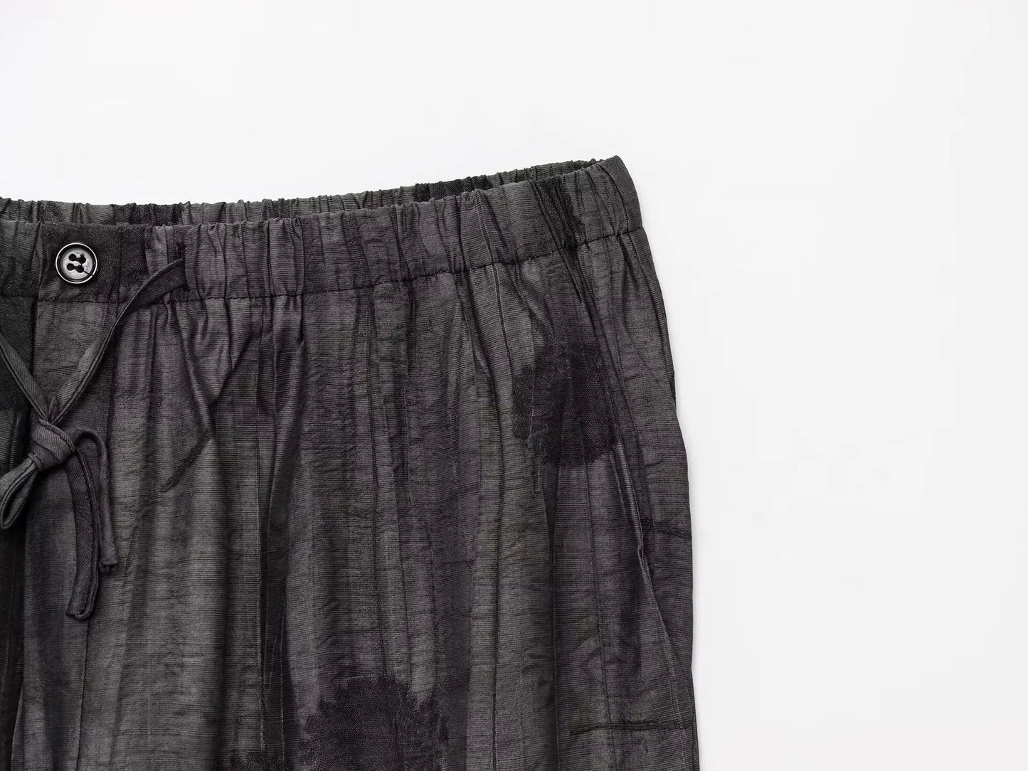 Women’s Printed Two-Piece Set – Lapel Half-Sleeve Top & High-Waist Lace-Up Wide-Leg Pants