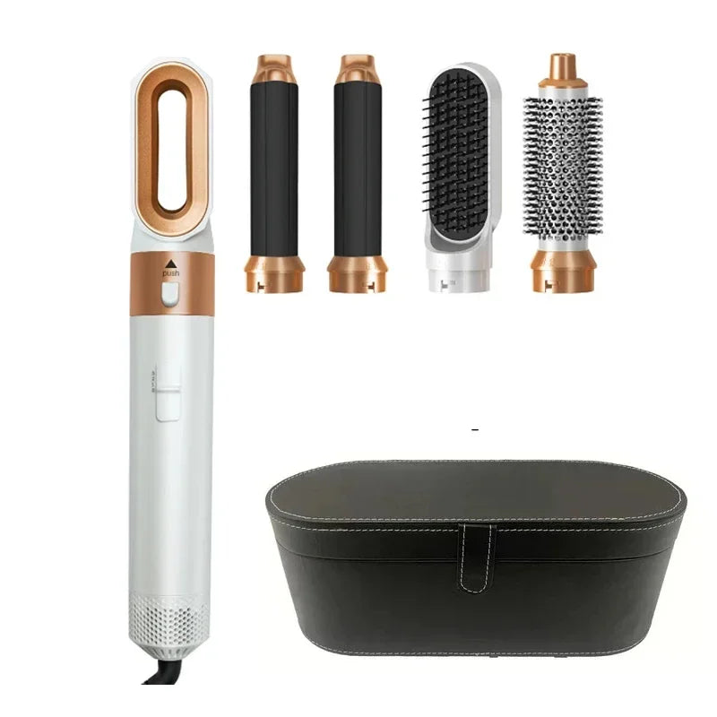 5-in-1 Hair Dryer Brush Set – Hot Comb, Curling Iron & Hair Straightener for Professional Styling