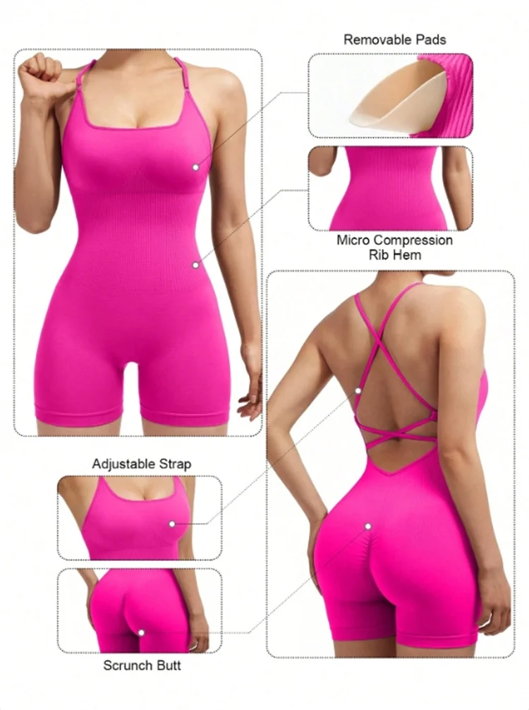 Sexy Cross-Back Fitness Jumpsuit