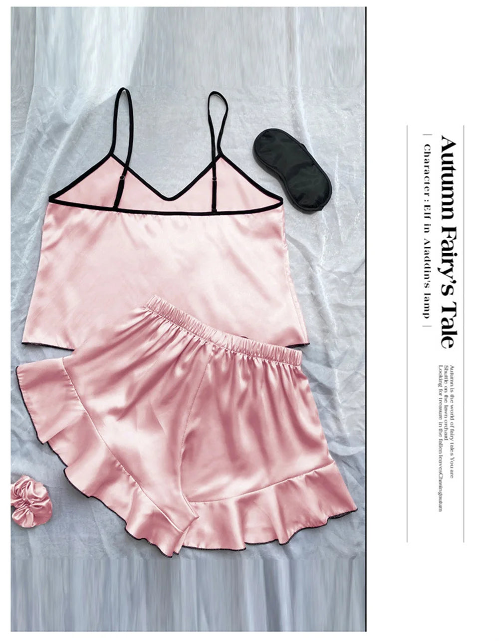 Smooth Satin Sleepwear – Ruffle Trim & Sling Top