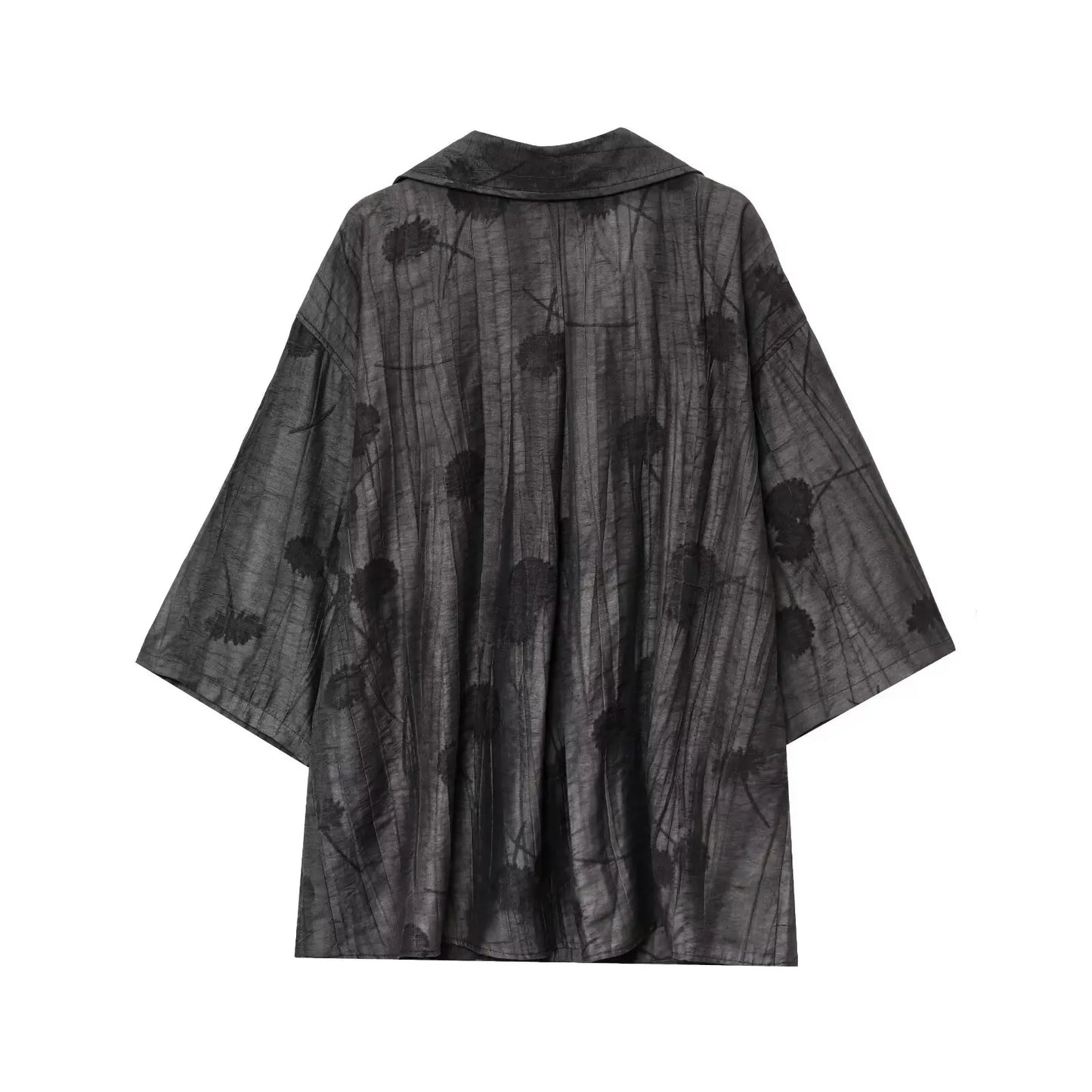 Women’s Printed Two-Piece Set – Lapel Half-Sleeve Top & High-Waist Lace-Up Wide-Leg Pants