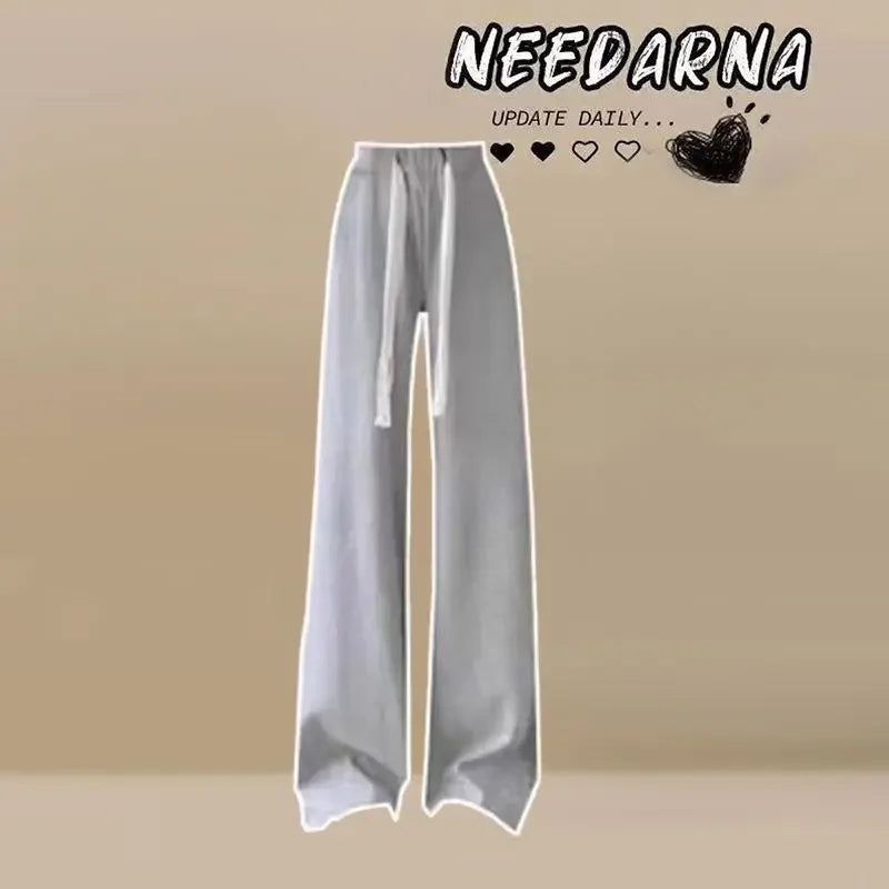Women’s Loose Wide-Leg Pants Set – Casual Two-Piece Hoodie Outfit, Korean Style, Trendy INS Fashion
