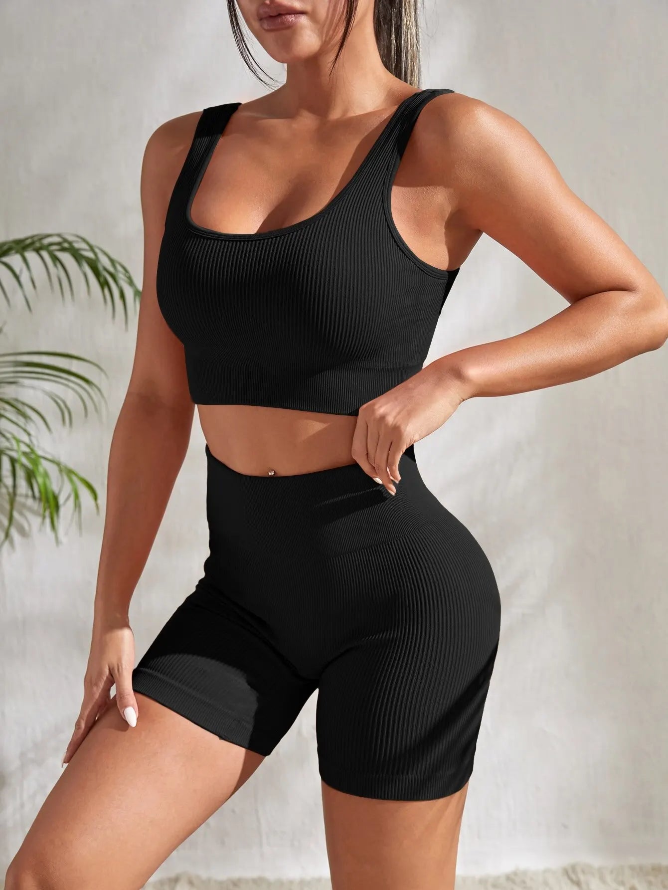Seamless Ribbed 2-Piece Yoga Set