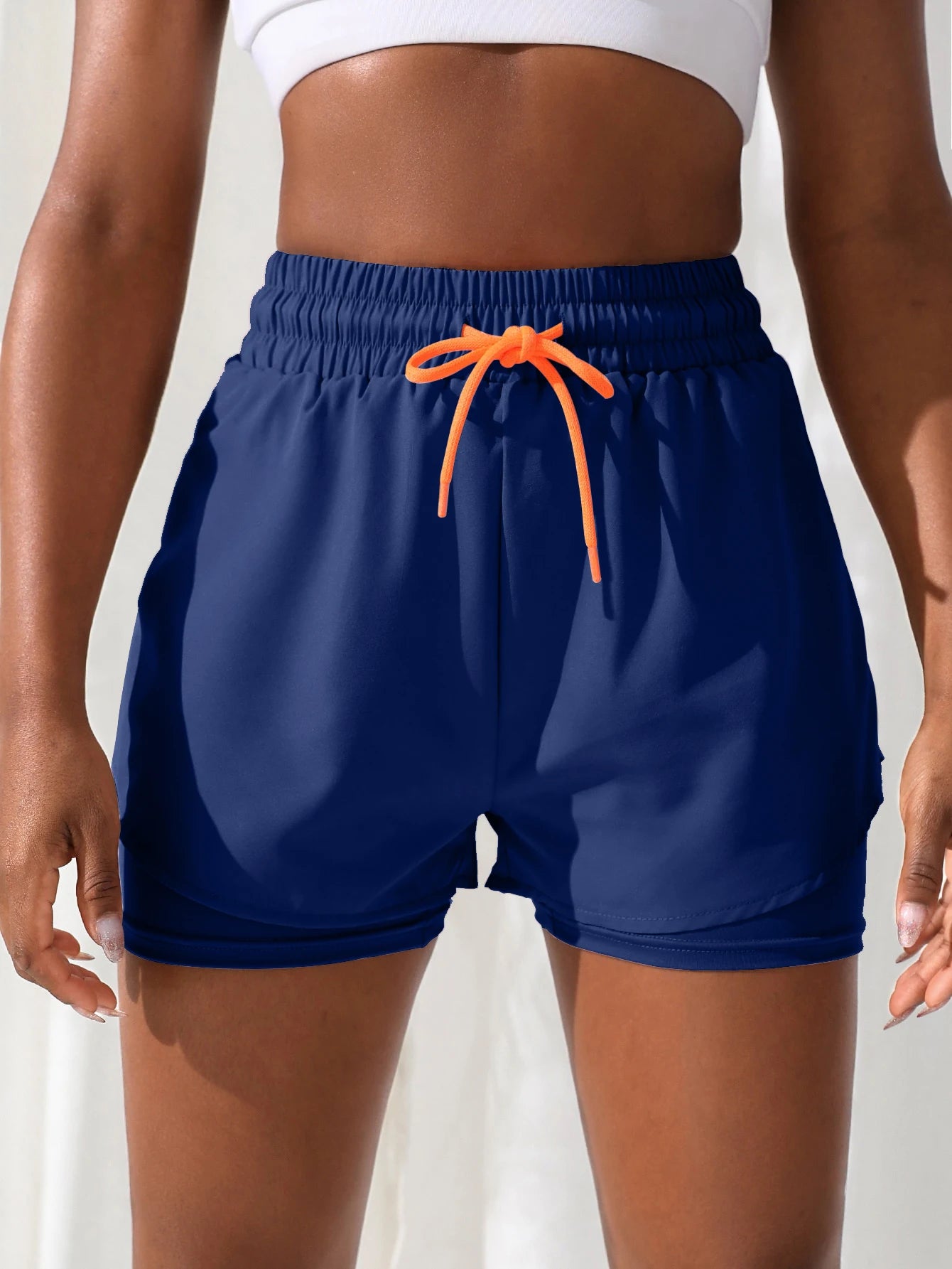Women's High-Rise Fake Two-Piece Yoga Shorts