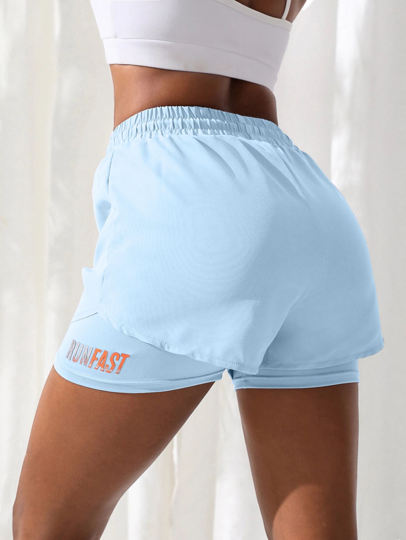 Women's High-Rise Fake Two-Piece Yoga Shorts