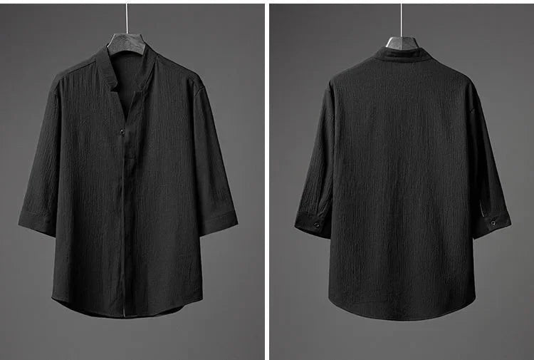 Men’s Luxury Summer Suit – Ultra-Thin, Loose-Fit, Mid-Sleeve Two-Piece Set