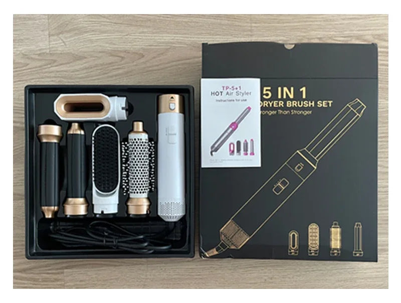 5-in-1 Hair Dryer Brush Set – Hot Comb, Curling Iron & Hair Straightener for Professional Styling