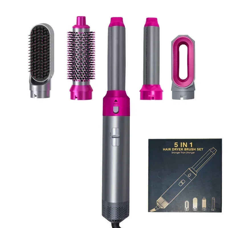 5-in-1 Hair Dryer Brush Set – Hot Comb, Curling Iron & Hair Straightener for Professional Styling