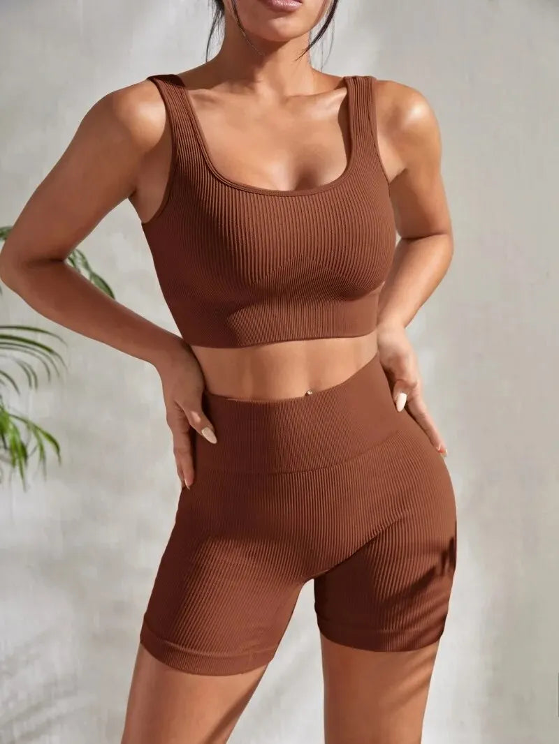 Seamless Ribbed 2-Piece Yoga Set