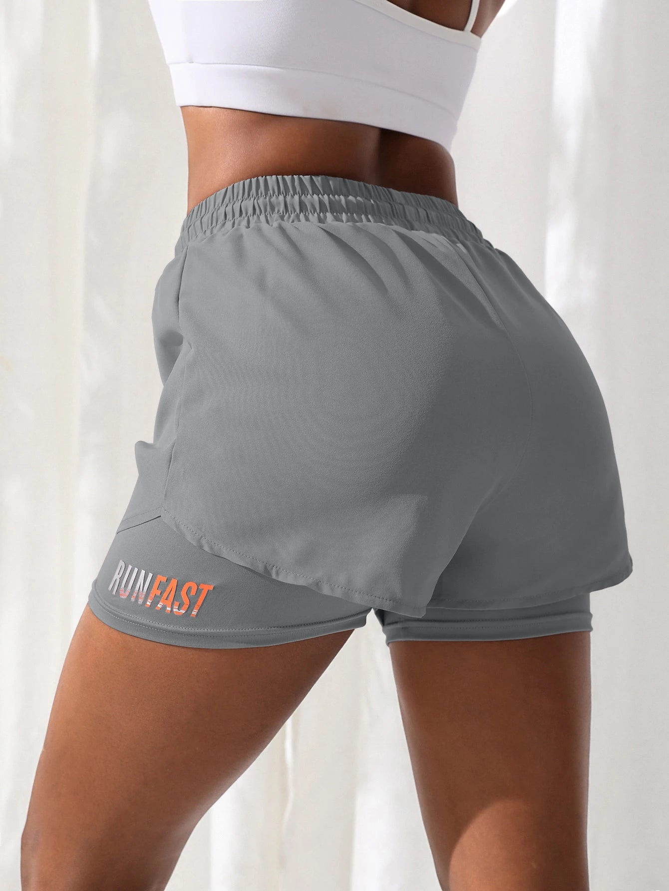 Women's High-Rise Fake Two-Piece Yoga Shorts