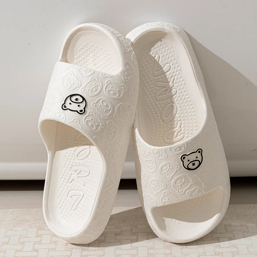Cute Bear Print Summer Slippers – Indoor & Outdoor