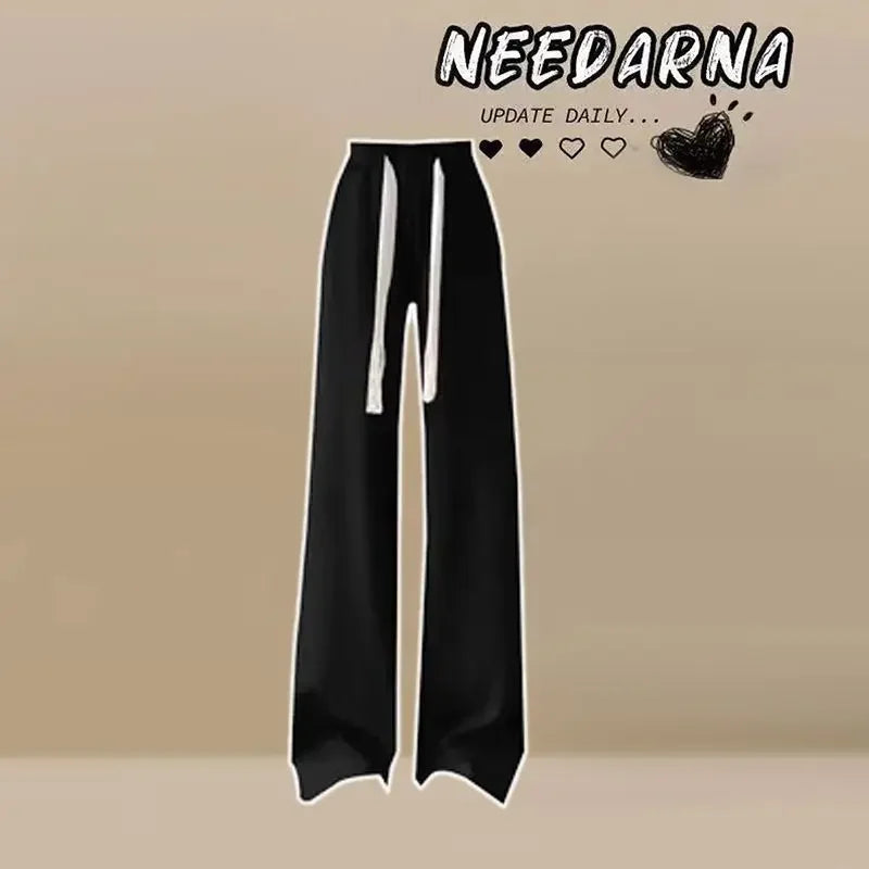 Women’s Loose Wide-Leg Pants Set – Casual Two-Piece Hoodie Outfit, Korean Style, Trendy INS Fashion