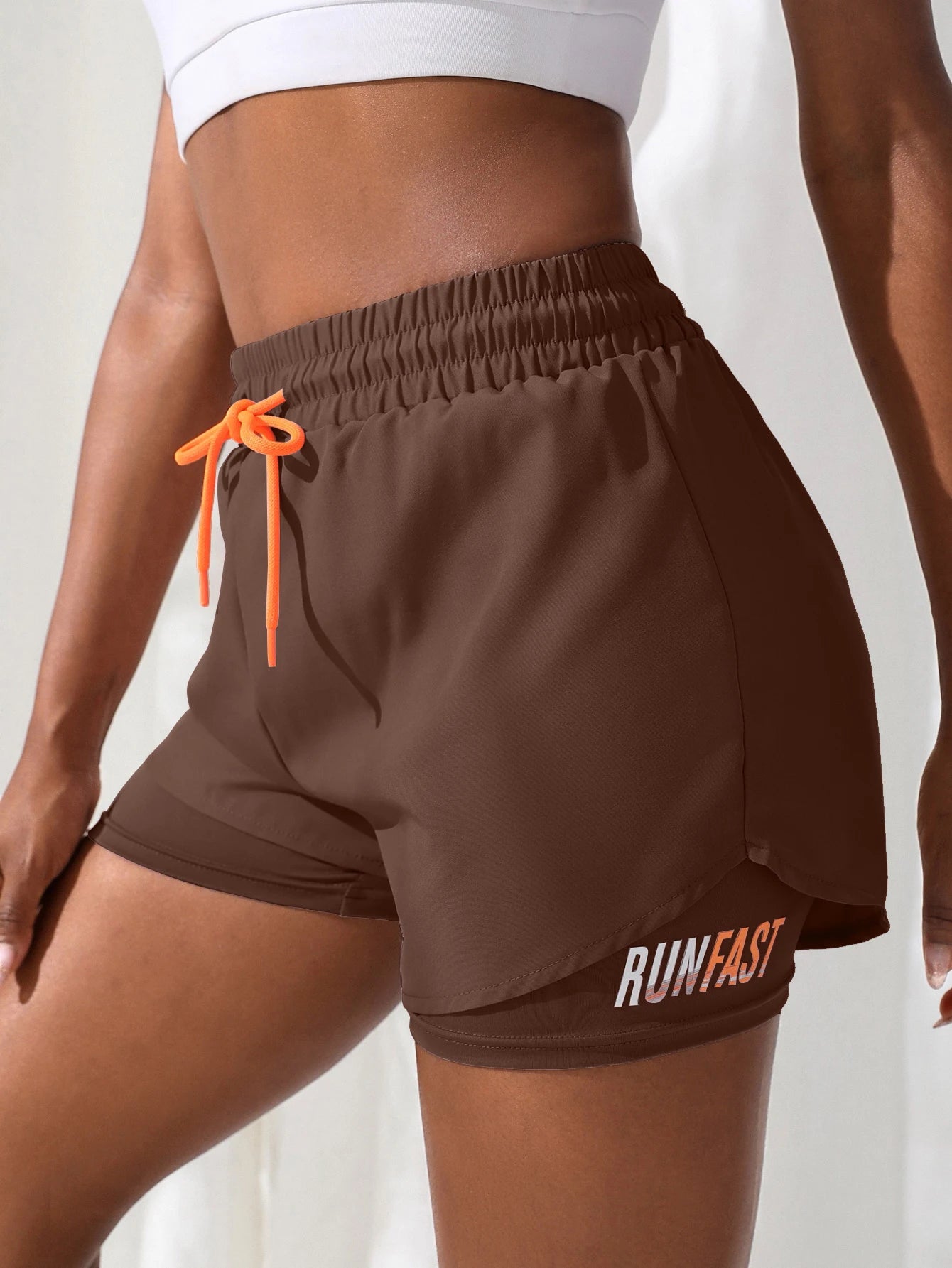 Women's High-Rise Fake Two-Piece Yoga Shorts