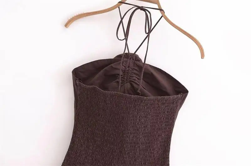 Women’s Summer Tube Top Dress – Hanging Neck, Chic Holiday & Party Long Dress