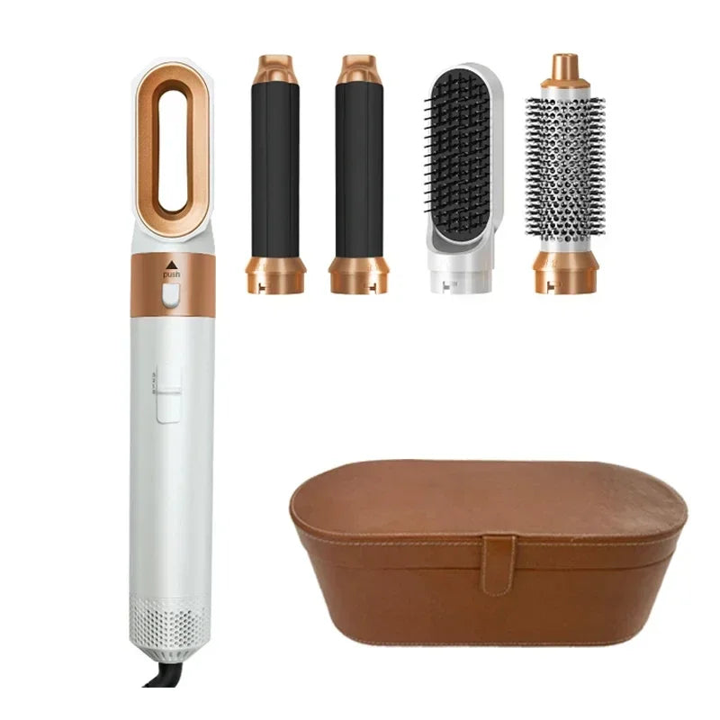 5-in-1 Hair Dryer Brush Set – Hot Comb, Curling Iron & Hair Straightener for Professional Styling