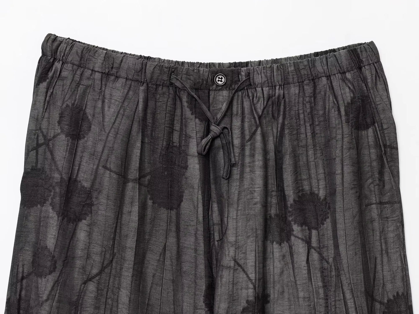 Women’s Printed Two-Piece Set – Lapel Half-Sleeve Top & High-Waist Lace-Up Wide-Leg Pants