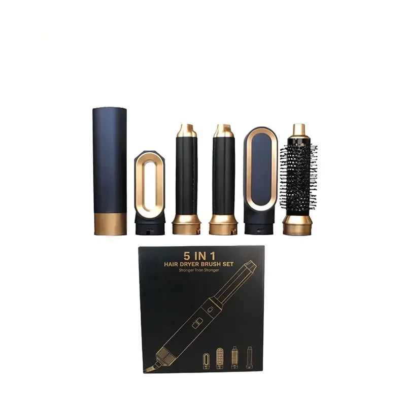5-in-1 Hair Dryer Brush Set – Hot Comb, Curling Iron & Hair Straightener for Professional Styling