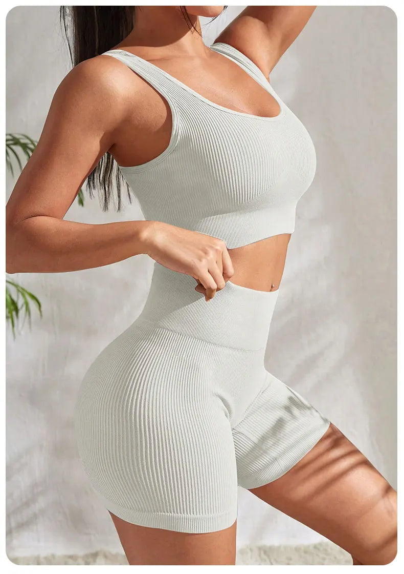 Seamless Ribbed 2-Piece Yoga Set