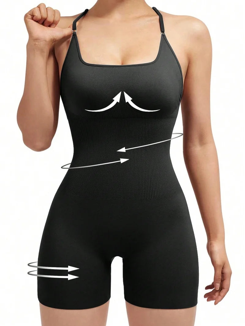 Sexy Cross-Back Fitness Jumpsuit