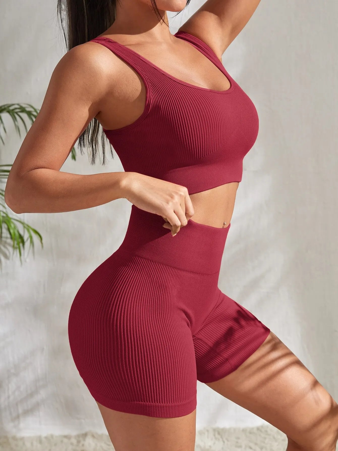 Seamless Ribbed 2-Piece Yoga Set