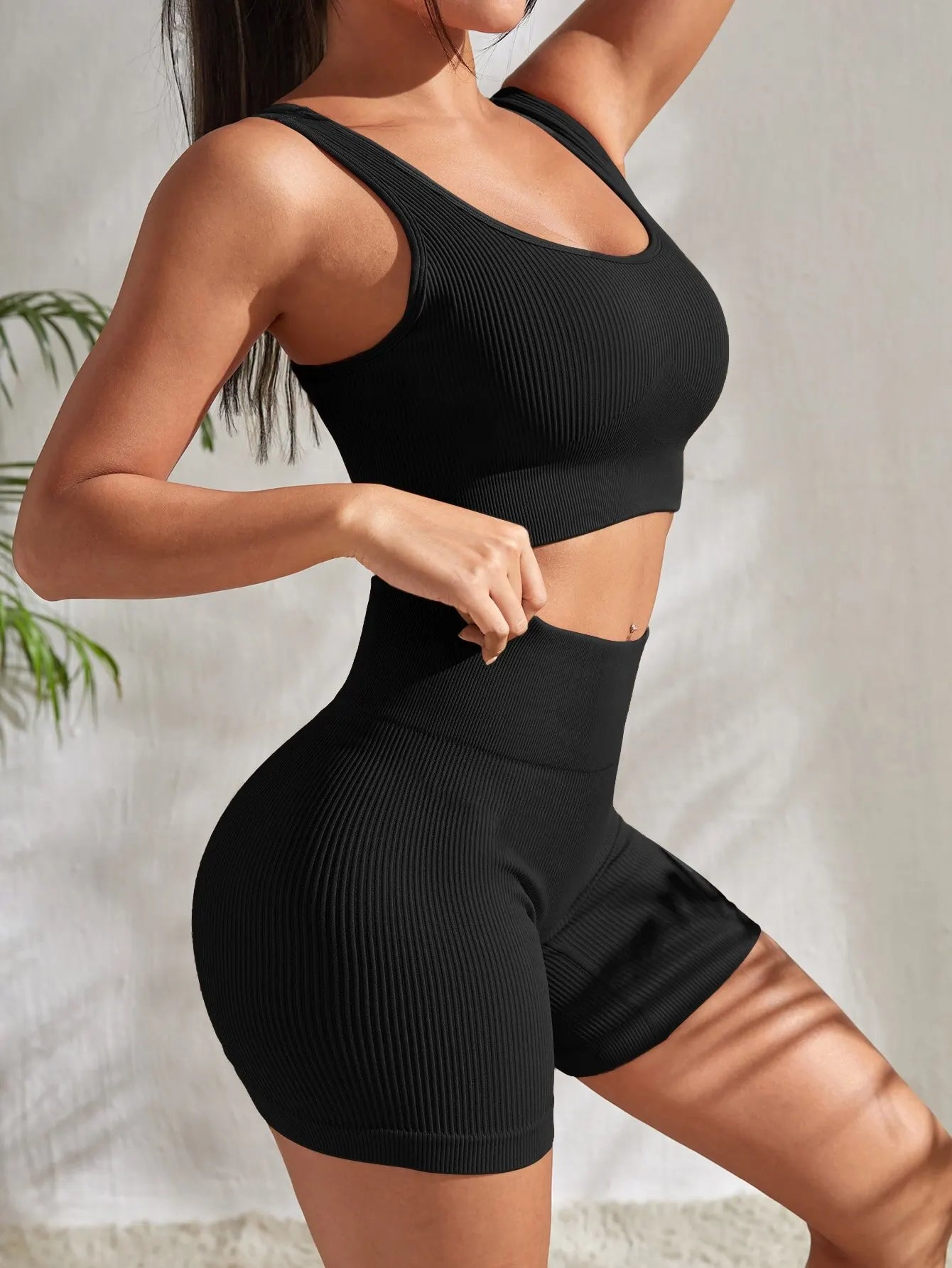 Seamless Ribbed 2-Piece Yoga Set