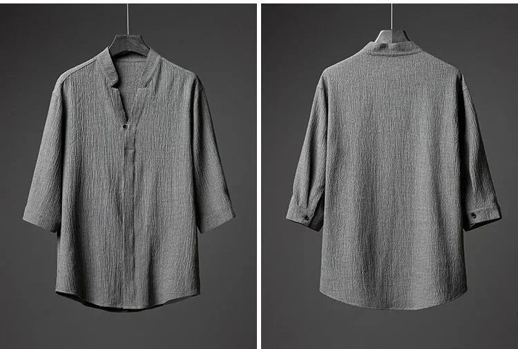 Men’s Luxury Summer Suit – Ultra-Thin, Loose-Fit, Mid-Sleeve Two-Piece Set