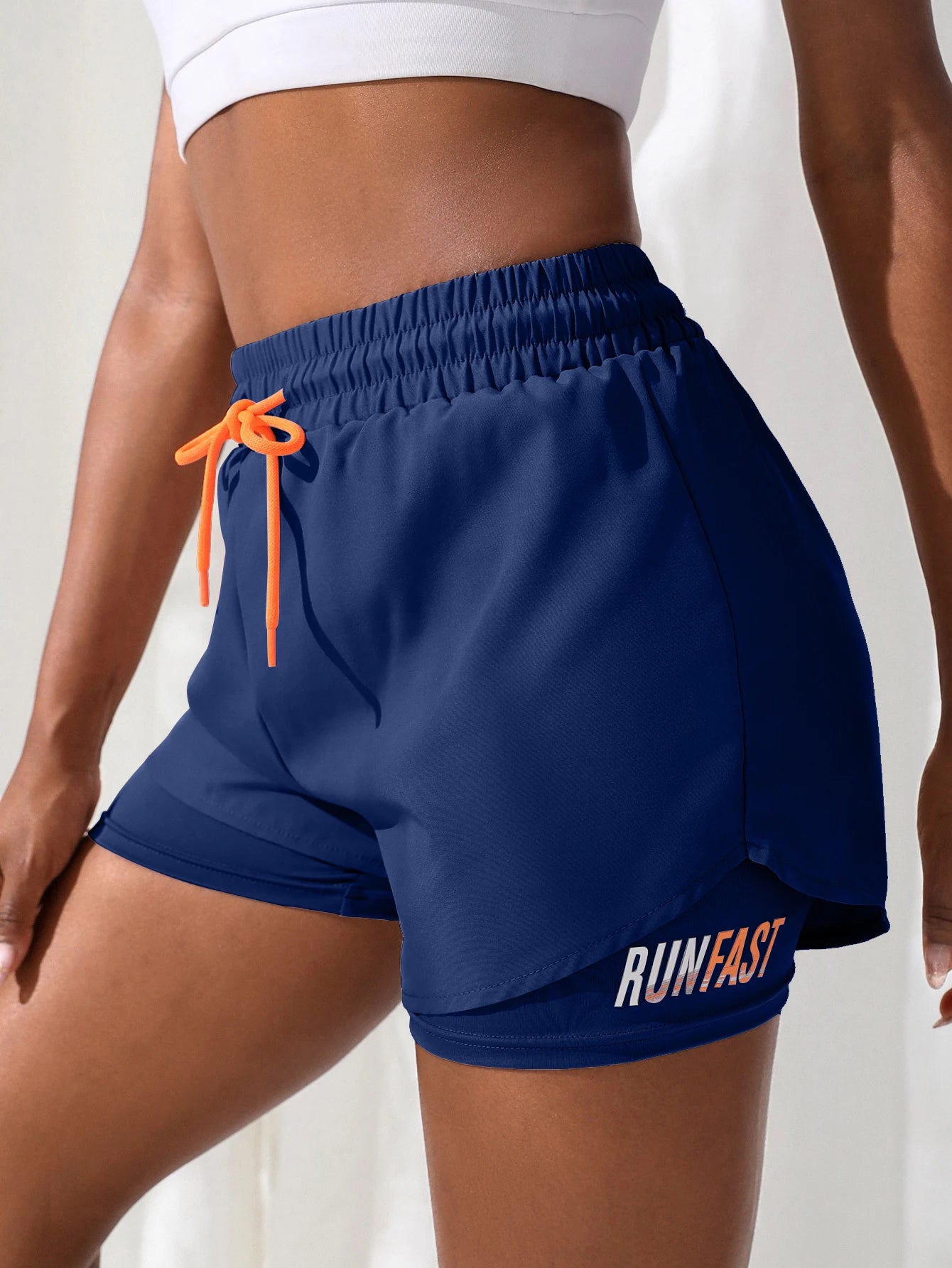 Women's High-Rise Fake Two-Piece Yoga Shorts
