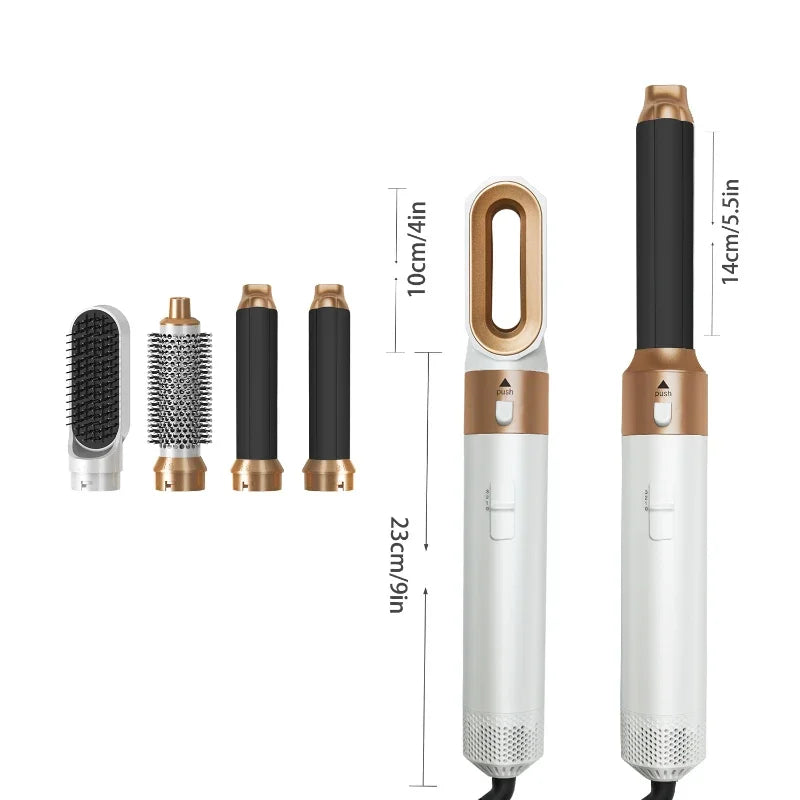 5-in-1 Hair Dryer Brush Set – Hot Comb, Curling Iron & Hair Straightener for Professional Styling