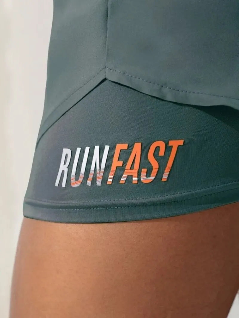 Women's High-Rise Fake Two-Piece Yoga Shorts