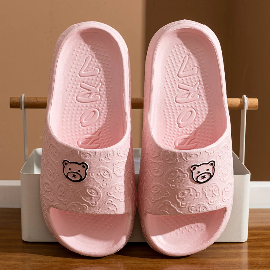 Cute Bear Print Summer Slippers – Indoor & Outdoor