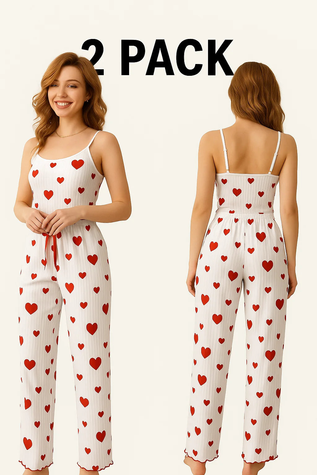 Women’s Plus Size Pajama Set – 2 Piece Love Print