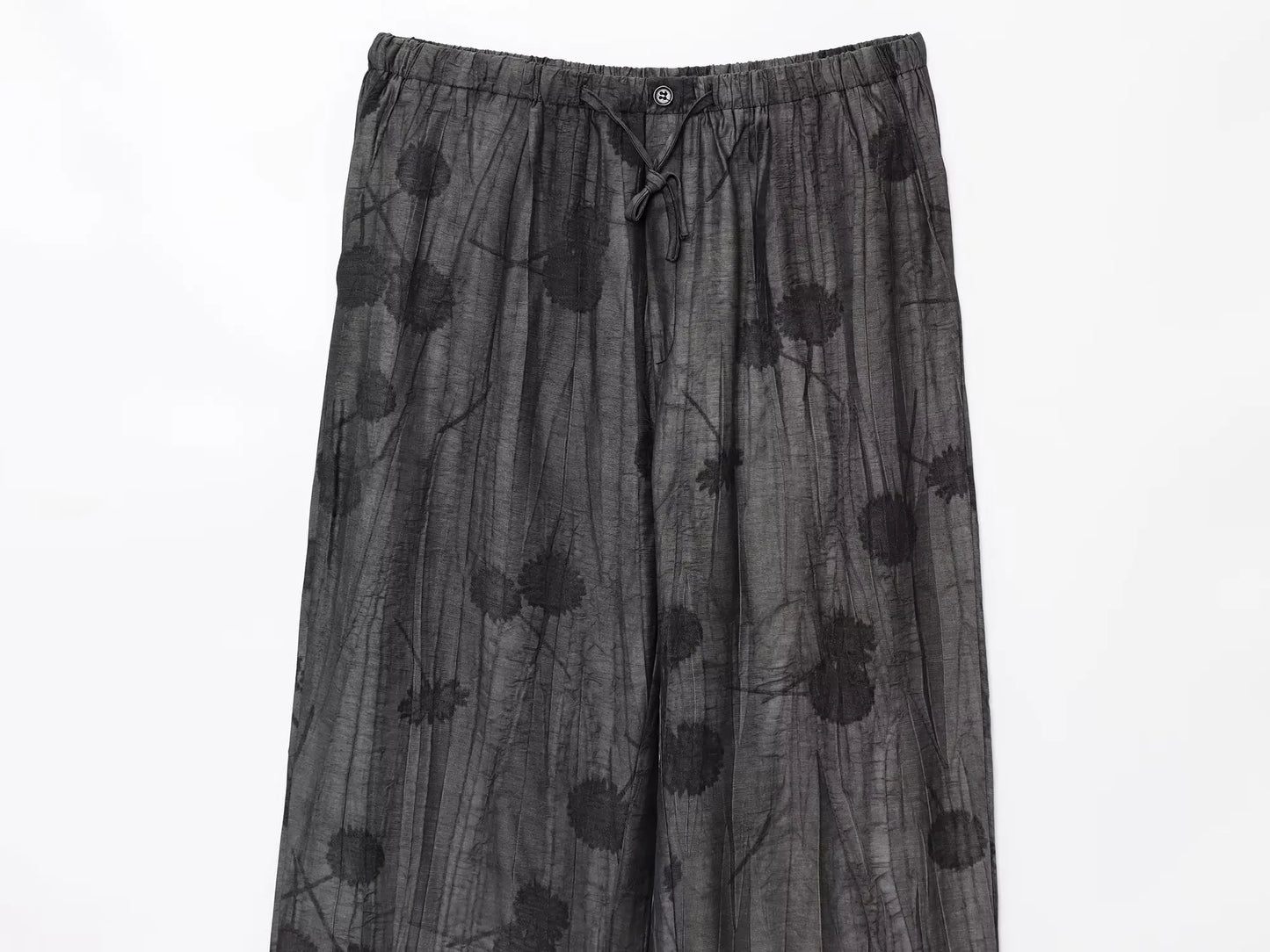 Women’s Printed Two-Piece Set – Lapel Half-Sleeve Top & High-Waist Lace-Up Wide-Leg Pants