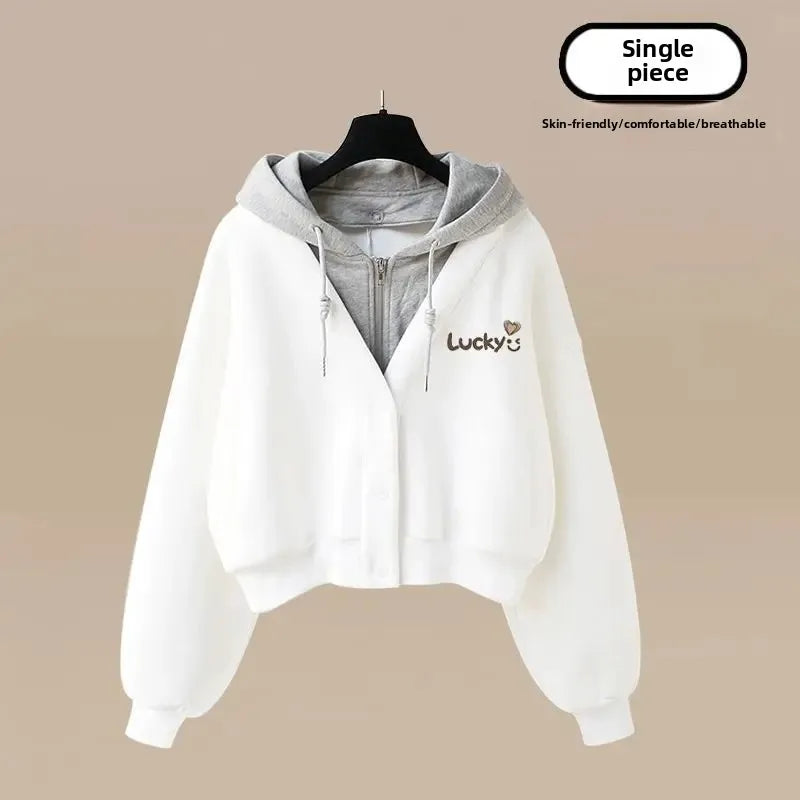 Women’s Loose Wide-Leg Pants Set – Casual Two-Piece Hoodie Outfit, Korean Style, Trendy INS Fashion