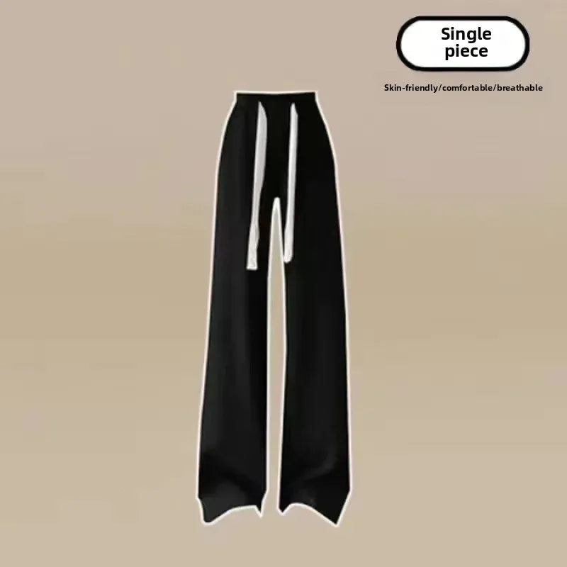 Women’s Loose Wide-Leg Pants Set – Casual Two-Piece Hoodie Outfit, Korean Style, Trendy INS Fashion