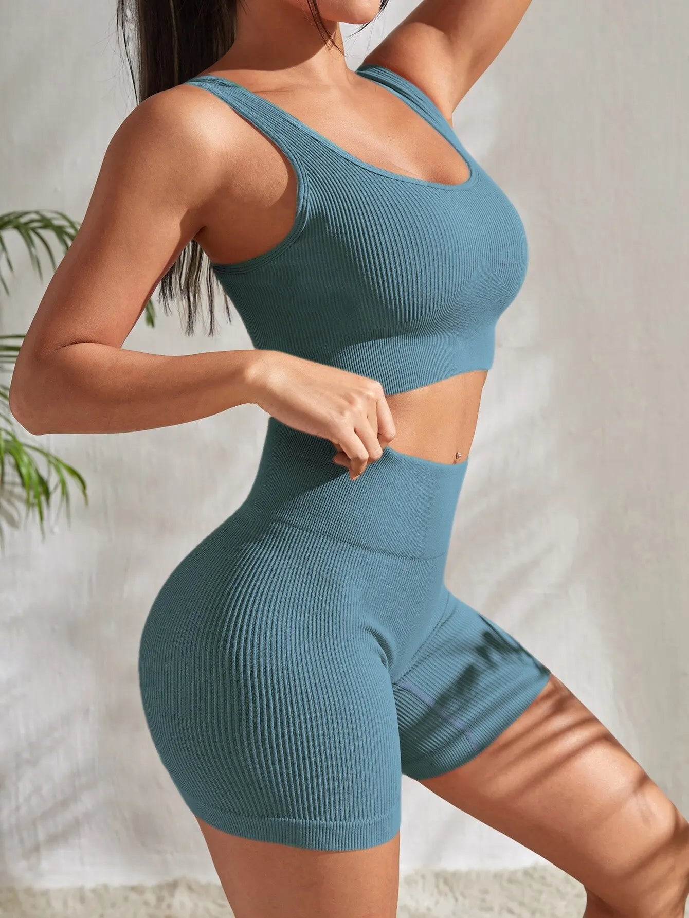 Seamless Ribbed 2-Piece Yoga Set