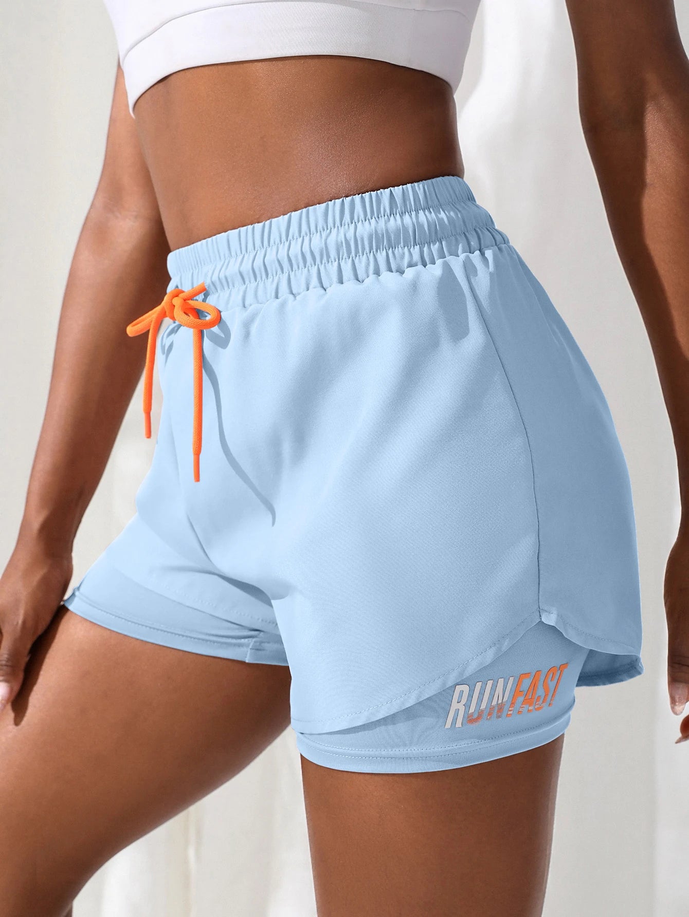 Women's High-Rise Fake Two-Piece Yoga Shorts
