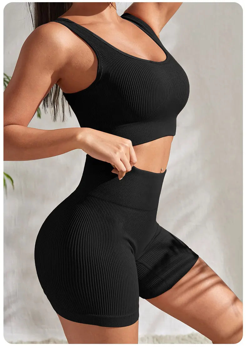 Seamless Ribbed 2-Piece Yoga Set