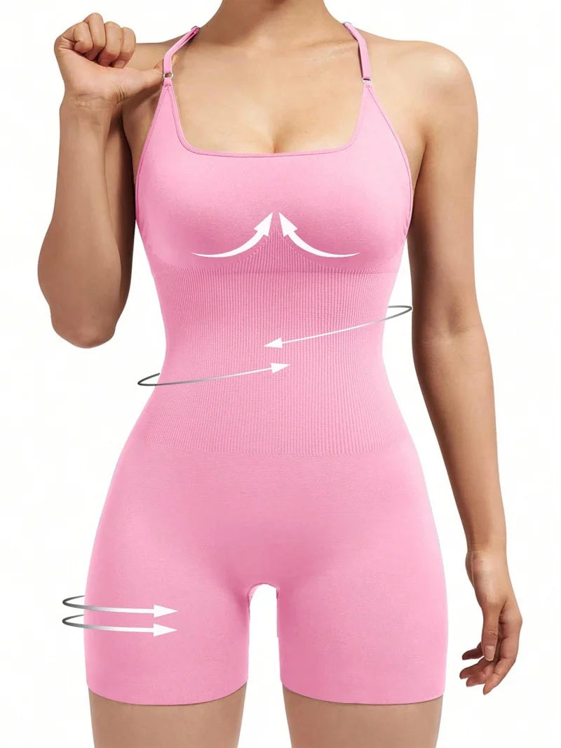 Sexy Cross-Back Fitness Jumpsuit