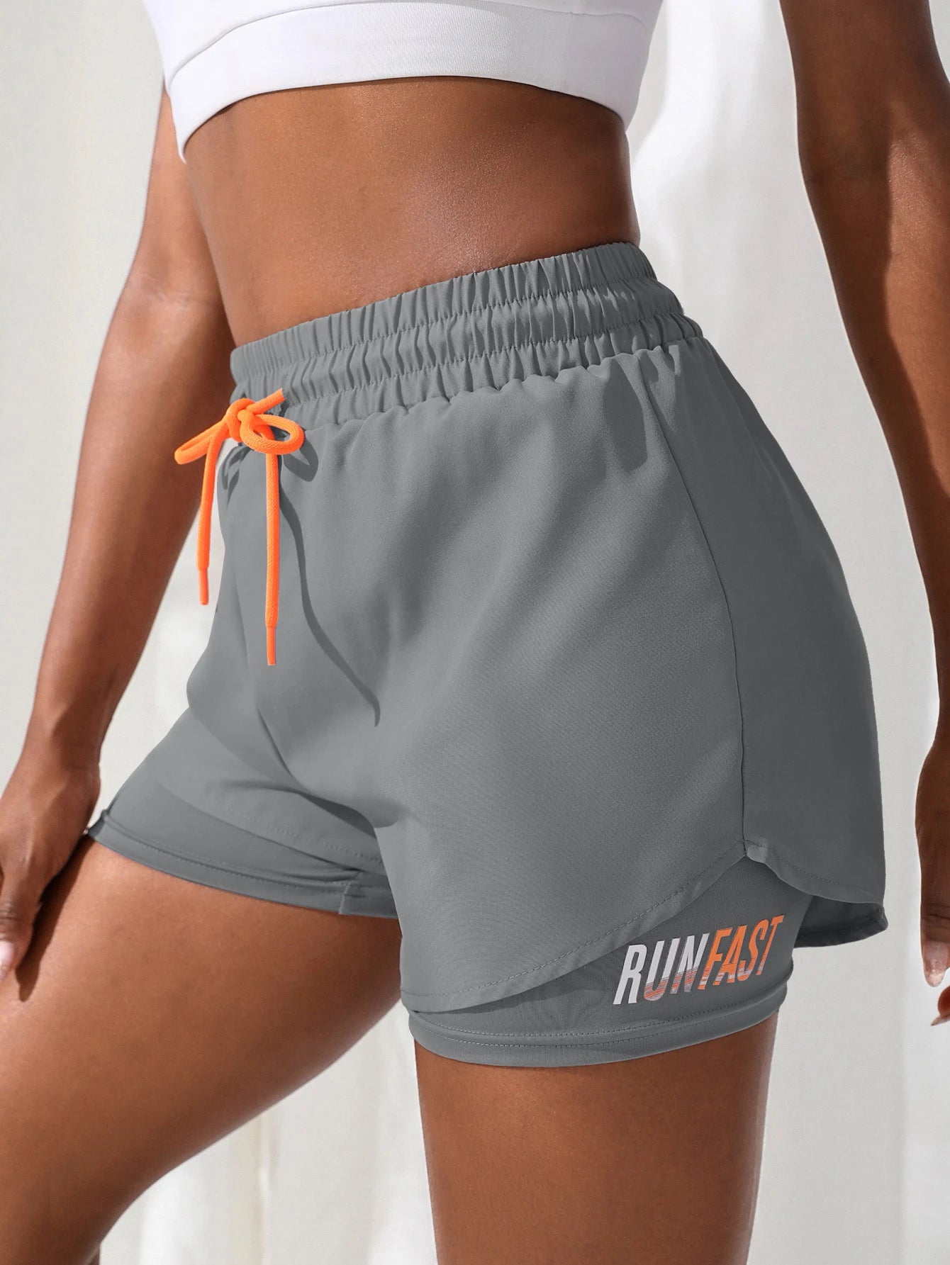 Women's High-Rise Fake Two-Piece Yoga Shorts