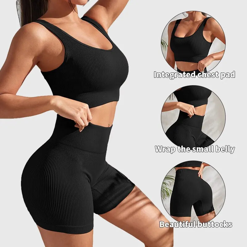 Seamless Ribbed 2-Piece Yoga Set