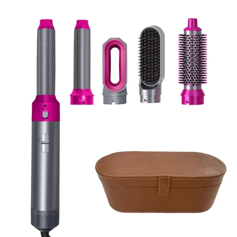 5-in-1 Hair Dryer Brush Set – Hot Comb, Curling Iron & Hair Straightener for Professional Styling