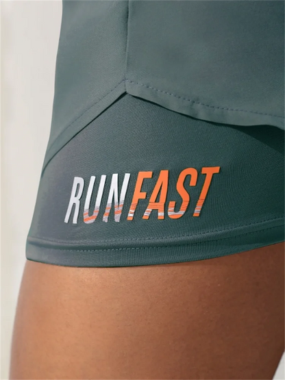 Women's High-Rise Fake Two-Piece Yoga Shorts