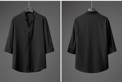 Men’s Luxury Summer Suit – Ultra-Thin, Loose-Fit, Mid-Sleeve Two-Piece Set