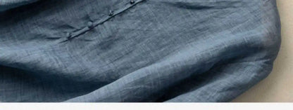 Slimming Color V-Neck Cotton-Linen Blend Top – Casual, Loose Fit, Thin T-Shirt for Women
