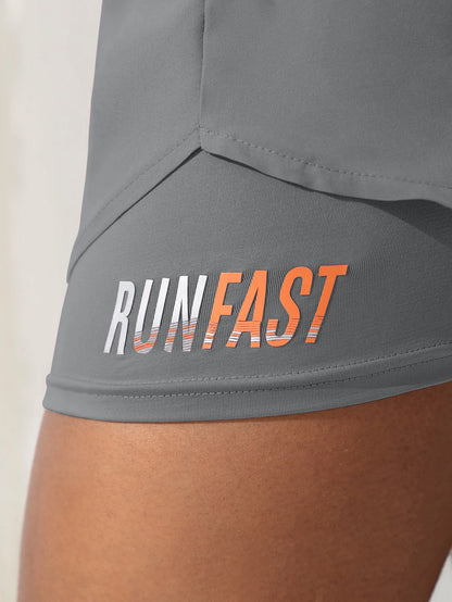 Women's High-Rise Fake Two-Piece Yoga Shorts
