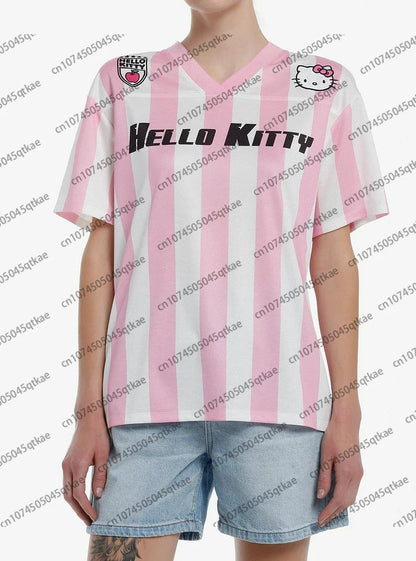 MINISO Sanrio Hello Kitty V-Neck T-Shirt – Loose, Lightweight, Breathable Casual Streetwear for Women & Men